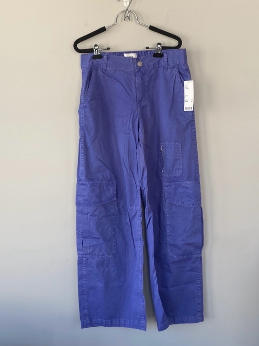NEW NWT BDG Size 2 Purple Cargo Zipper Wide Leg Pockets Y2K Carpenter Pants